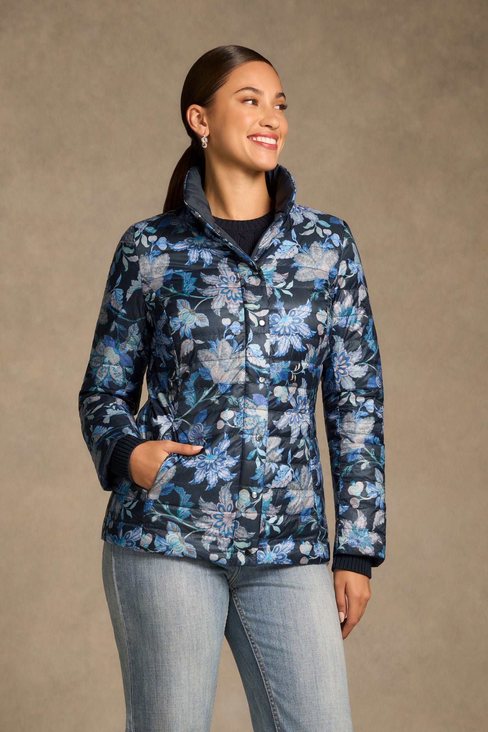 Reversible Puffer Jacket - Floral Chintz Print – Blue Illusion