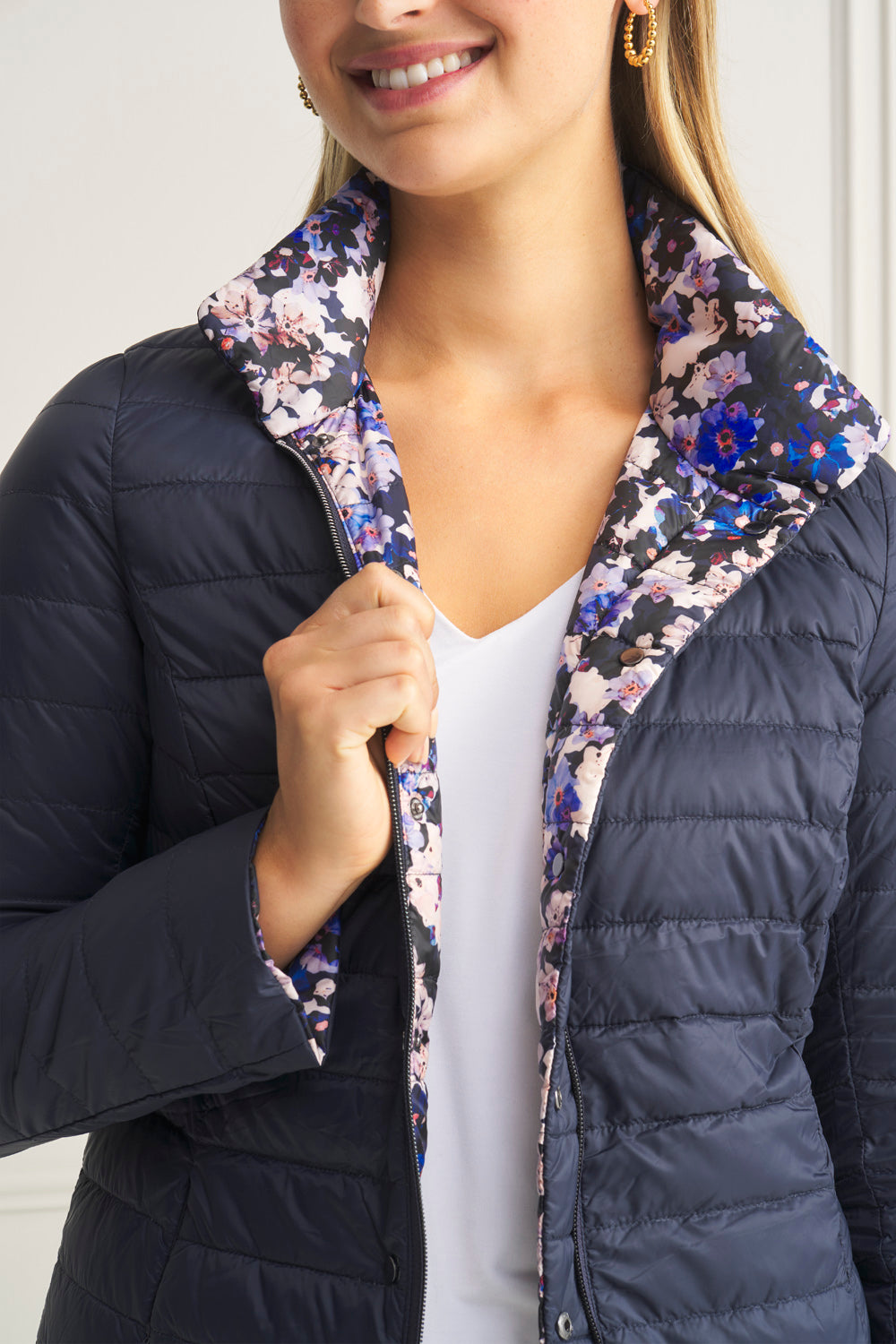 Blue illusion puffer jacket hotsell