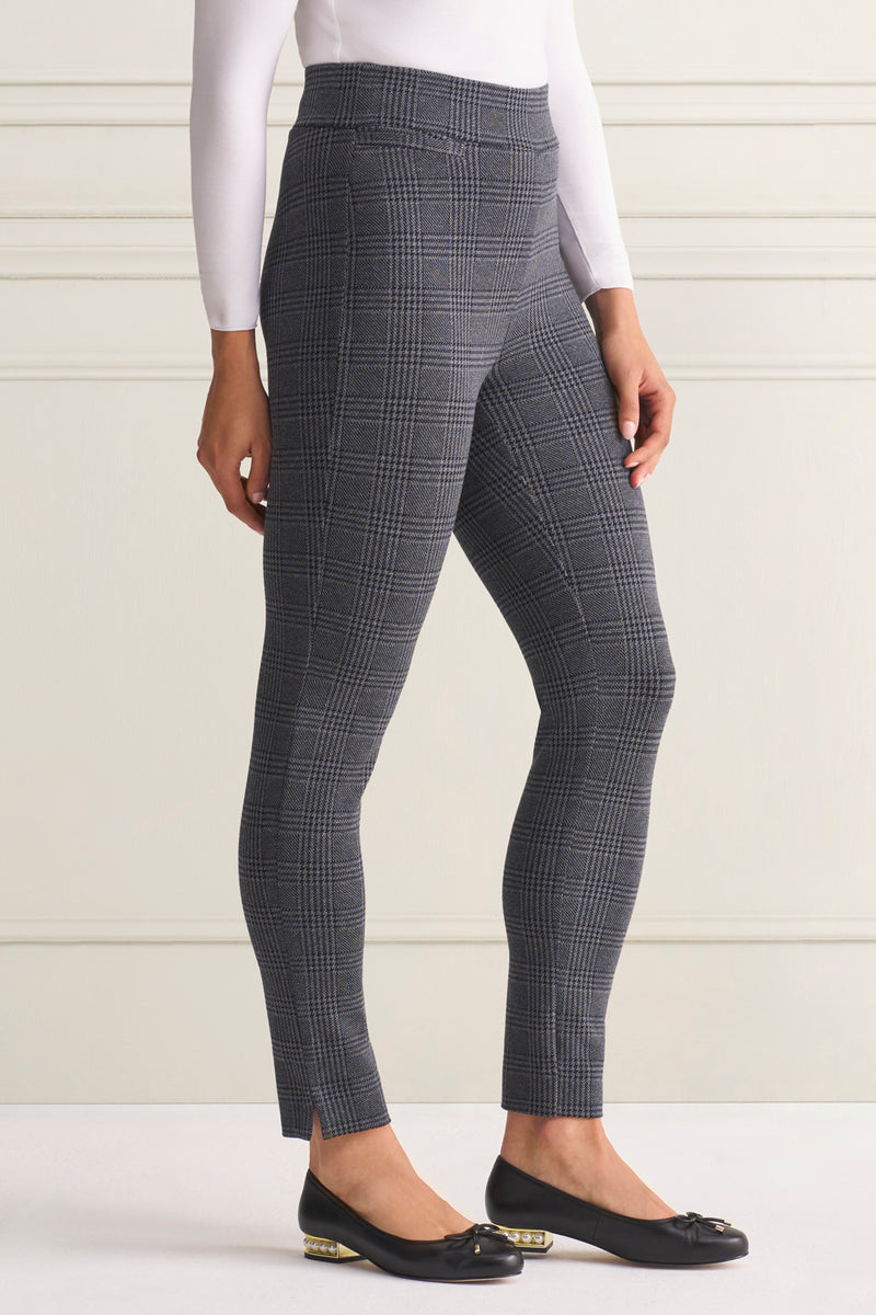 Check Ponte Pant - Charcoal Check