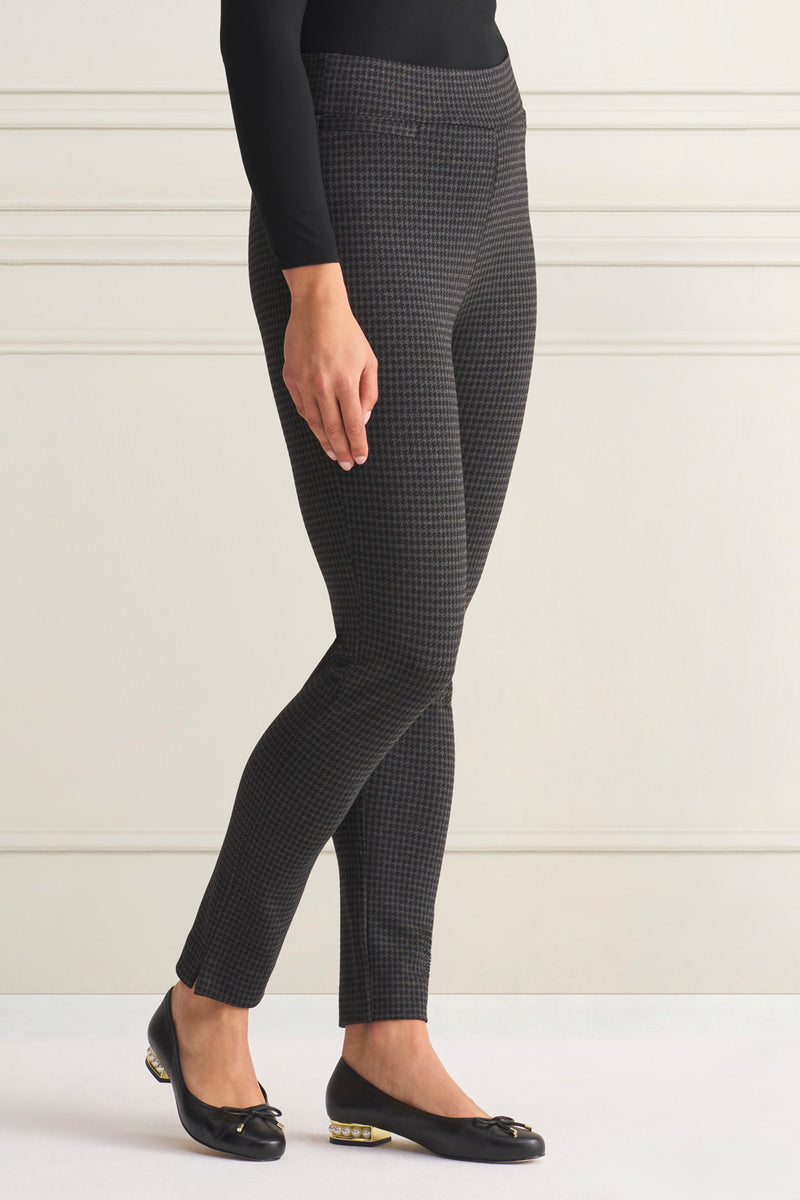 Houndstooth Ponte Pant - Charcoal Houndstooth