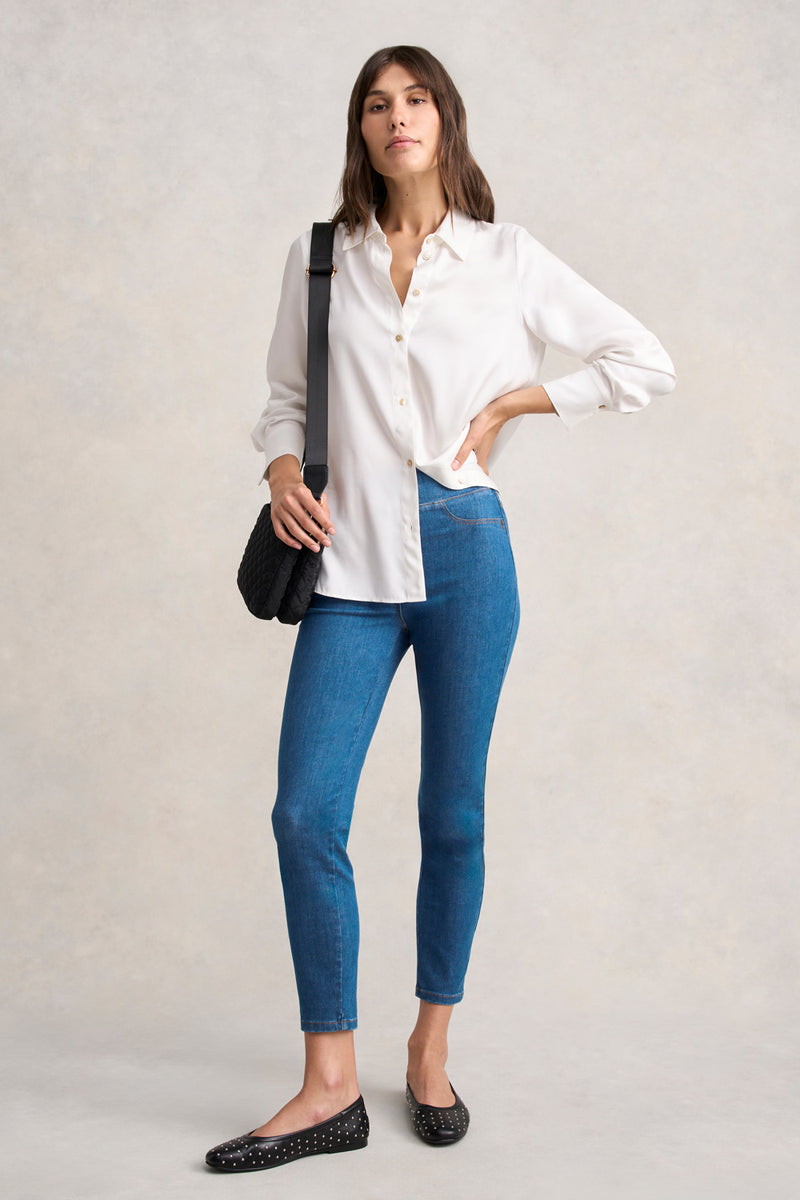 BENGAJEAN ANKLE LENGTH SKINNY LEG - INDIGO MID WASH