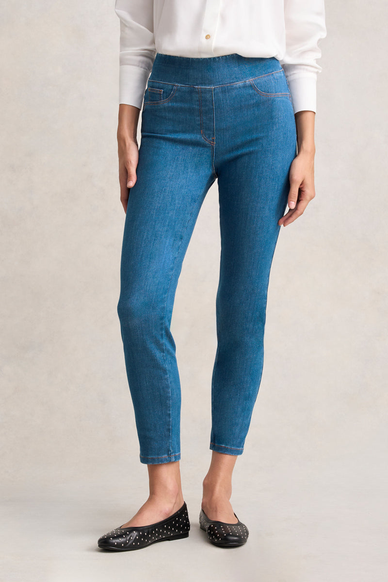 BENGAJEAN ANKLE LENGTH SKINNY LEG - INDIGO MID WASH