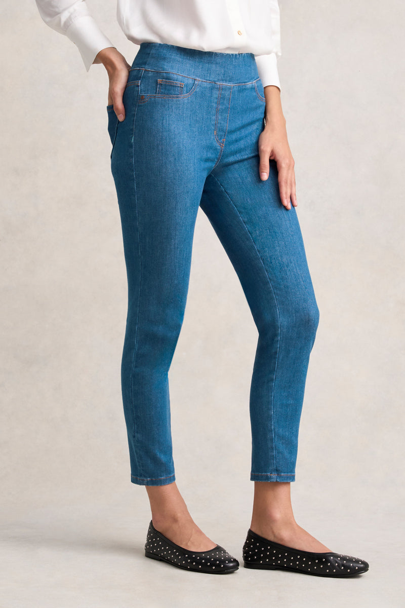 BENGAJEAN ANKLE LENGTH SKINNY LEG - INDIGO MID WASH