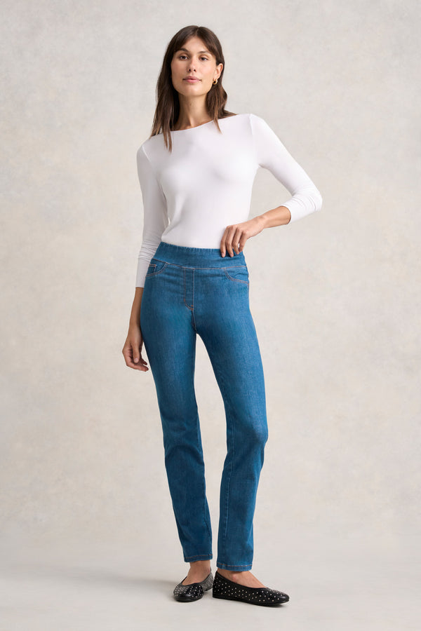 Bengajean® Full Length Straight Leg - Indigo Mid Wash