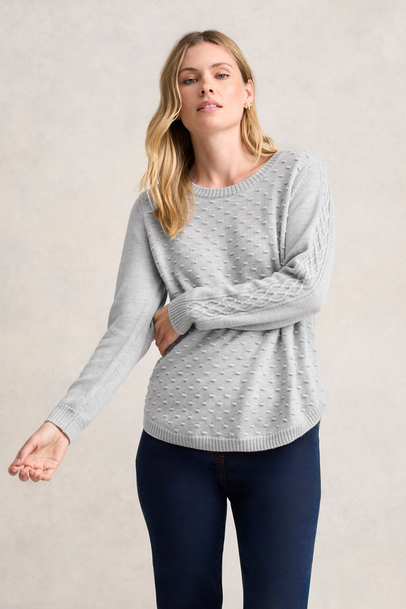 MERINO WOOL POPCORN JUMPER - FROST
