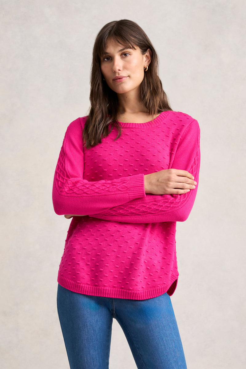 MERINO WOOL POPCORN JUMPER - HOT PINK 