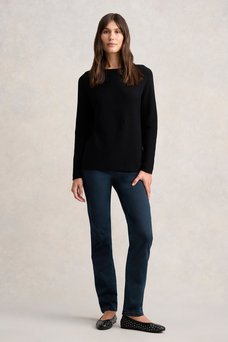 PURL COTTON JUMPER - BLACK