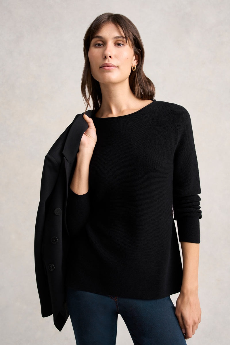 PURL COTTON JUMPER - BLACK