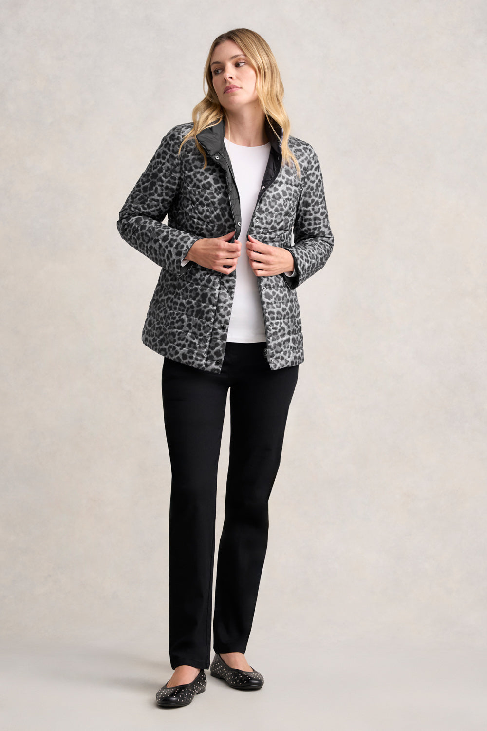 Reversible Puffer Jacket Black Leopard – Blue Illusion