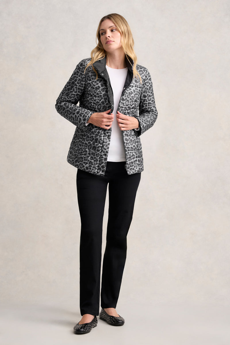 REVERSIBLE PUFFER JACKET - BLACK LEOPARD 