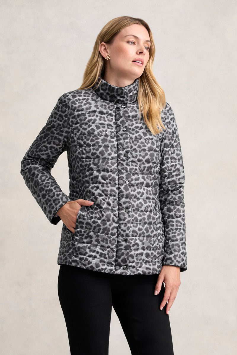 Reversible Puffer Jacket Black Leopard – Blue Illusion