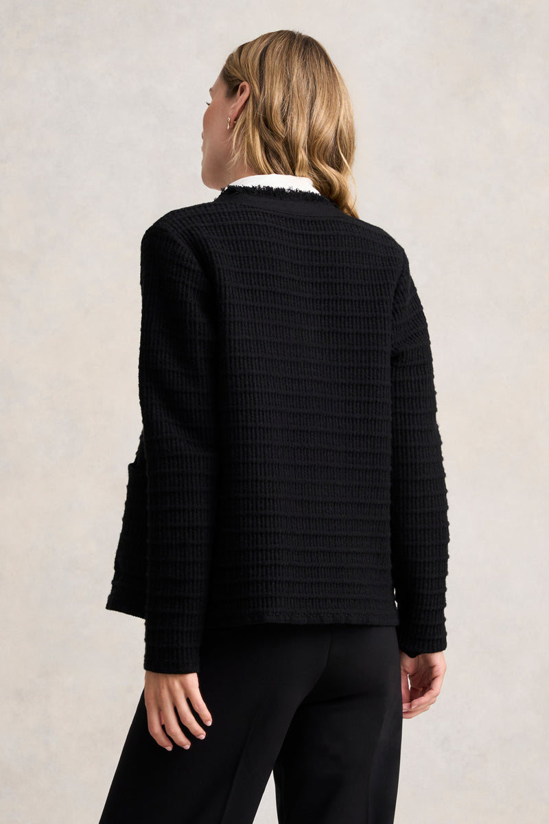 TWEED KNIT JACKET - BLACK 