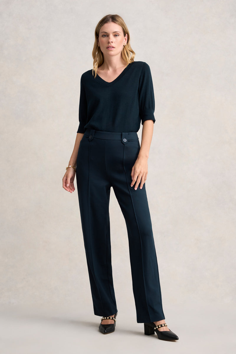 WIDE LEG PONTE PANT - INK 