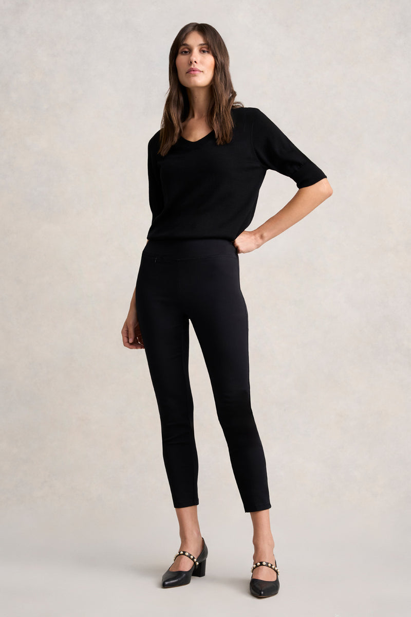ZIP DETAIL ANKLE LENGTH PANT - JET BLACK