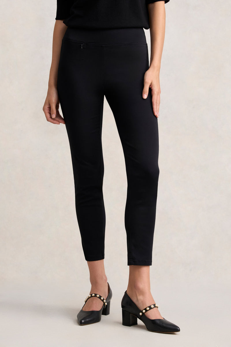 ZIP DETAIL ANKLE LENGTH PANT - JET BLACK