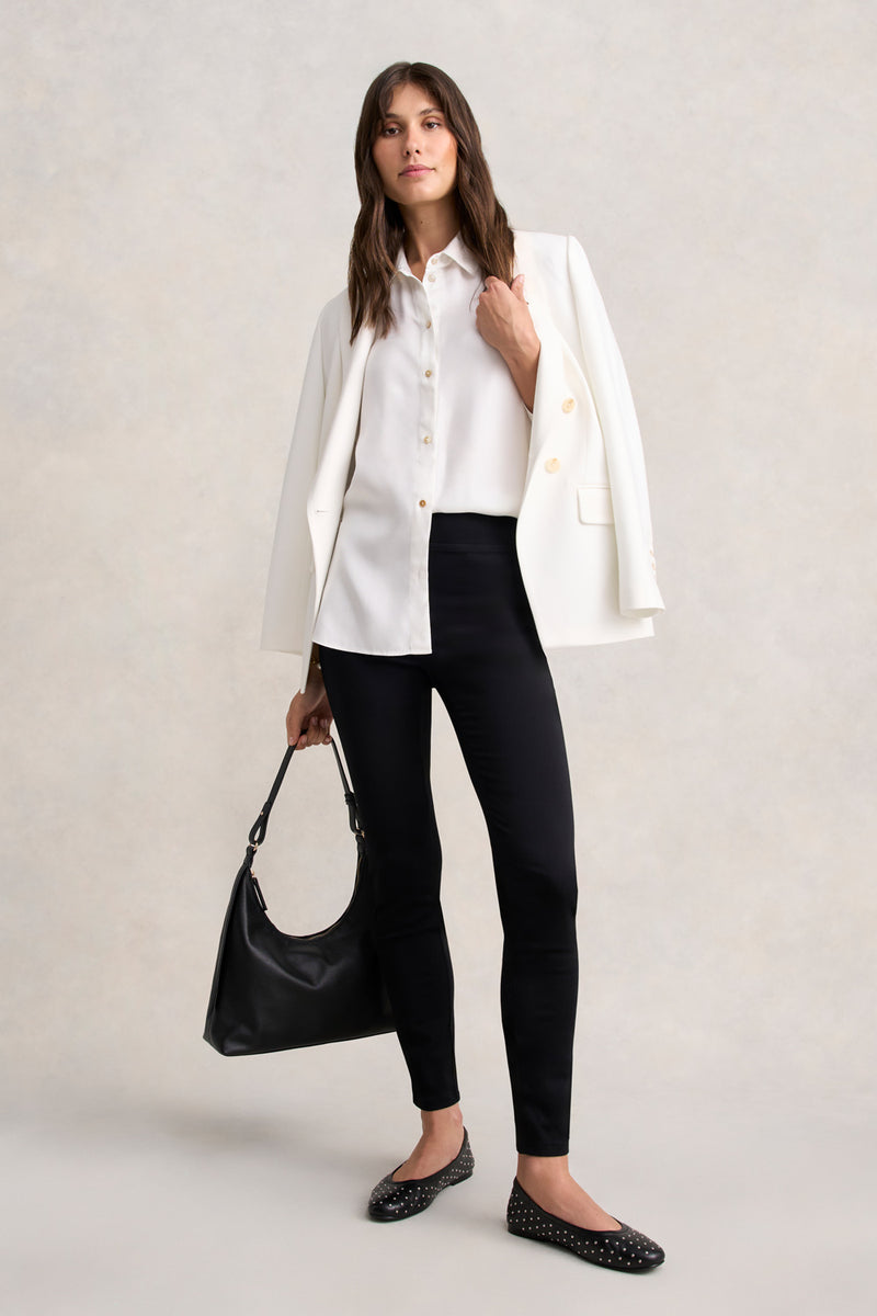 ZIP DETAIL SLIM LEG PANT - JET BLACK 