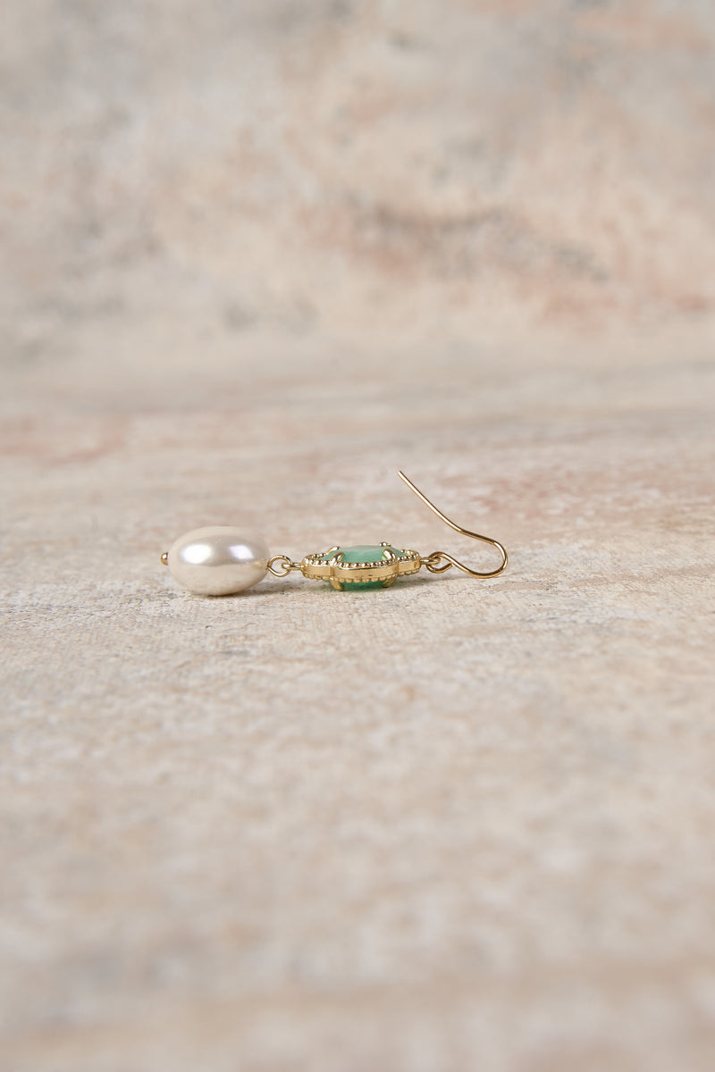 Clover Pearl Earrings - Amazonite