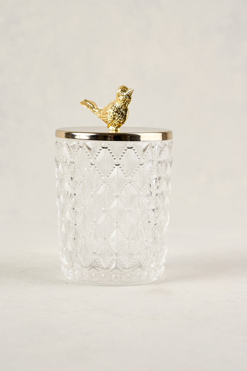 BIRD GLASS JAR - GOLD 