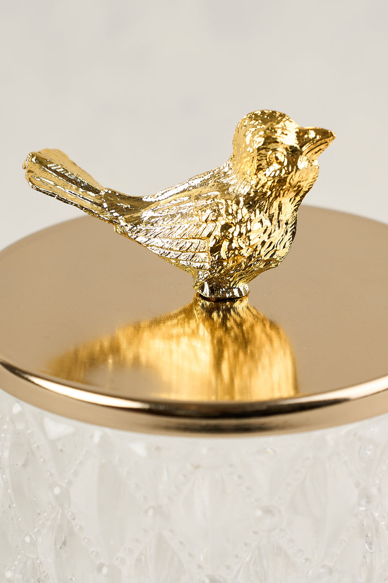 BIRD GLASS JAR - GOLD 