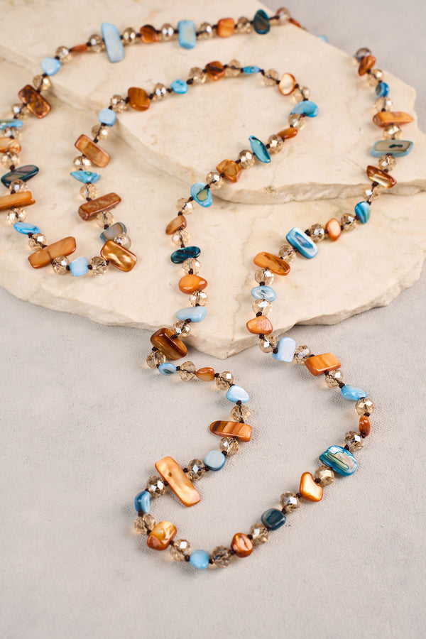 Long Shell Bead Necklace - Multicolour