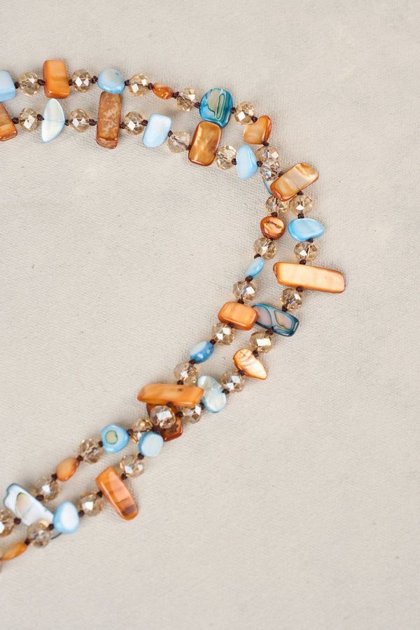 Long Shell Bead Necklace - Multicolour