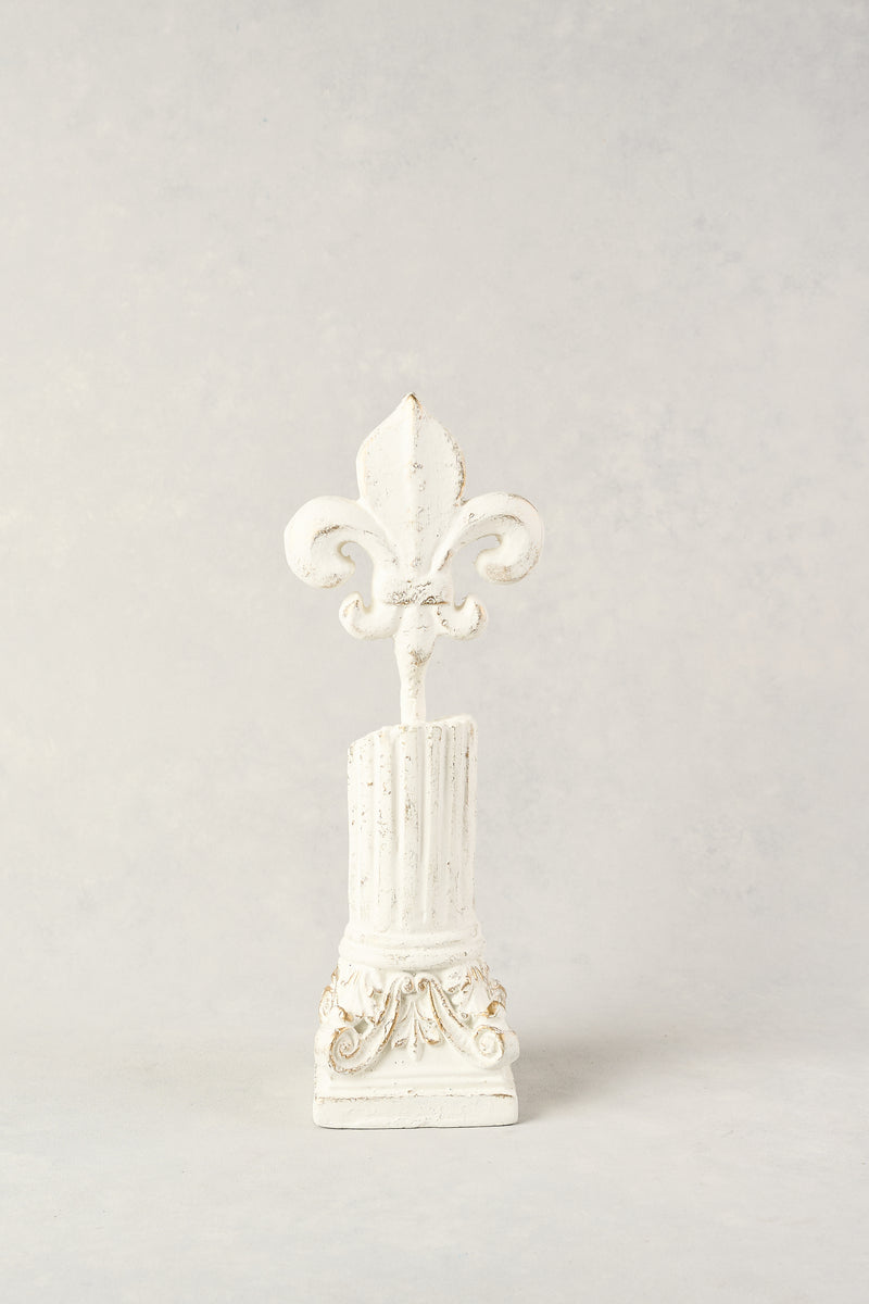 FLEUR DE LIS SCULPTURE SMALL - WHITE AND GOLD 