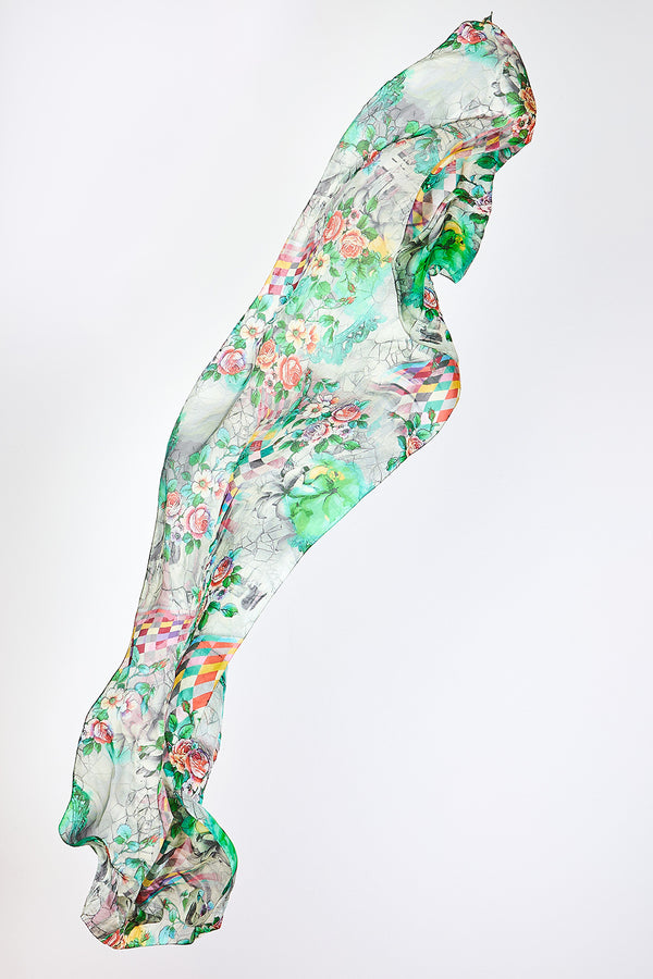 Green Multi Floral Scarf
