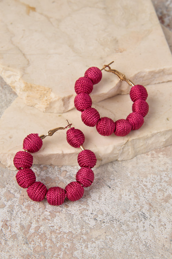 Fuchsia Bauble Hoop Earrings