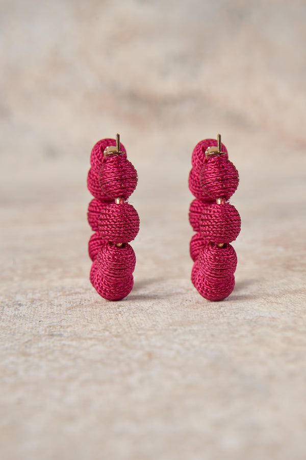 Fuchsia Bauble Hoop Earrings