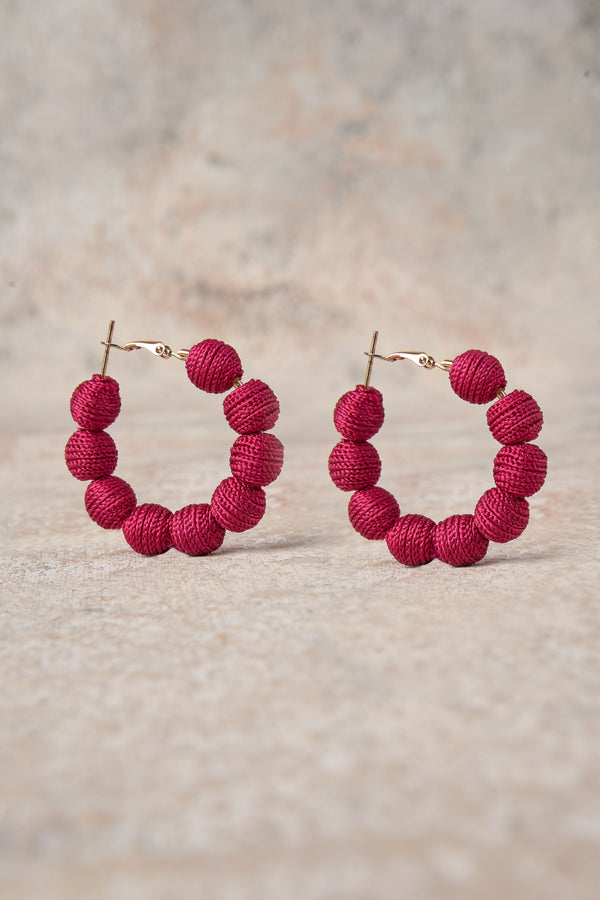 Fuchsia Bauble Hoop Earrings