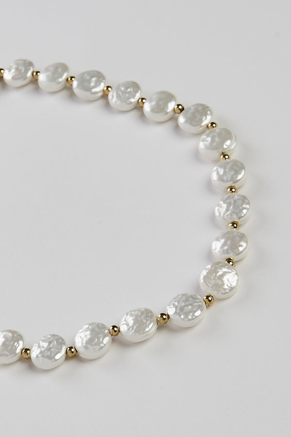 Hammered Pearl Necklace