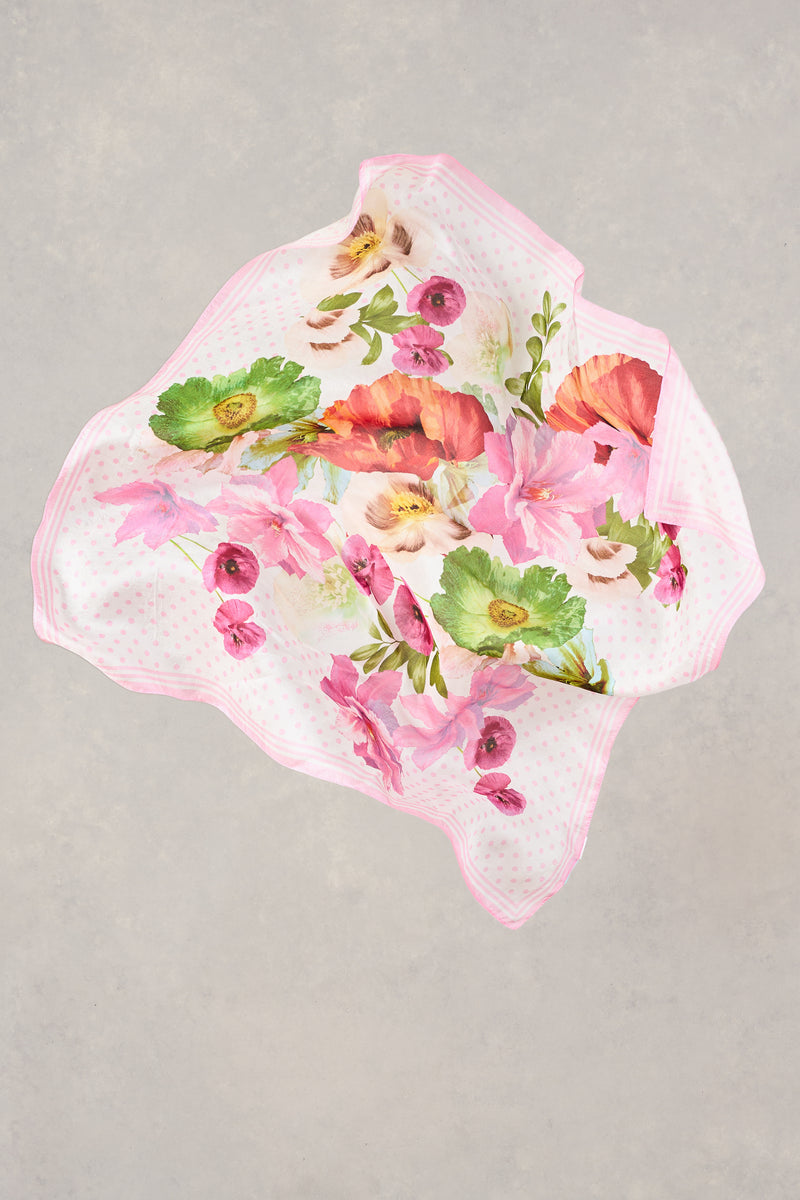 MULTI FLORAL SILK SCARF - MULTICOLOUR