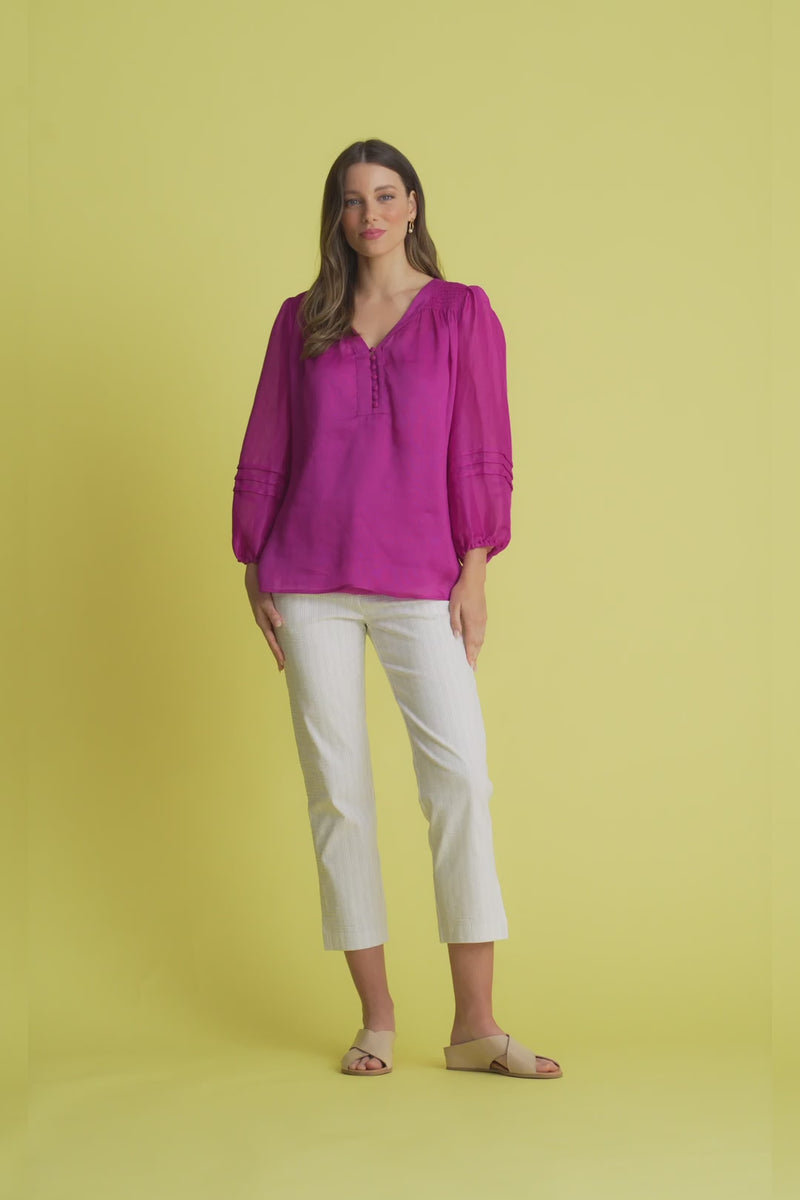 Seersucker Stripe Capri Pant - Gelati Stripe