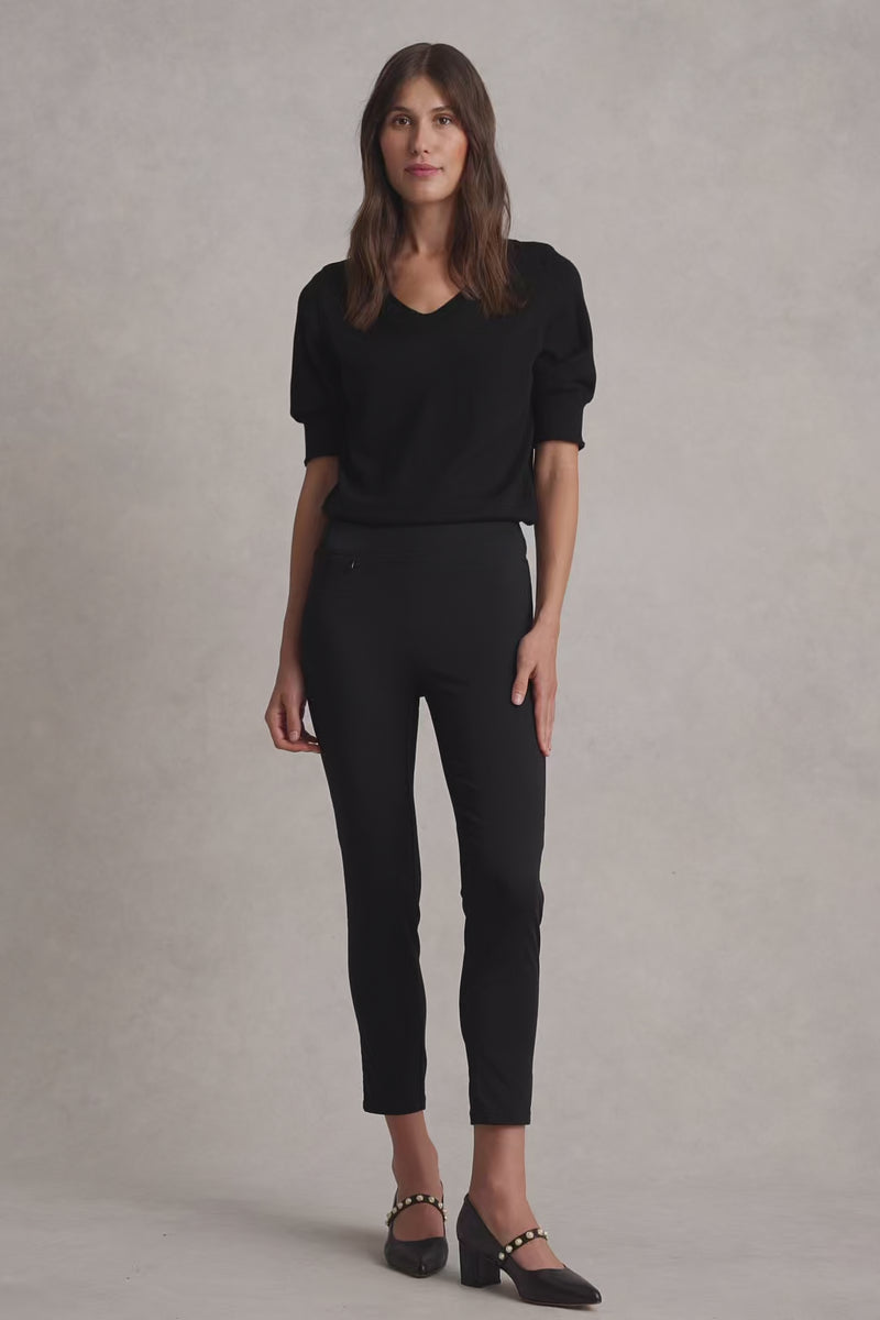 ZIP DETAIL ANKLE LENGTH PANT - JET BLACK