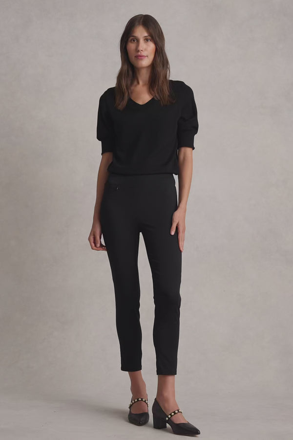 ZIP DETAIL ANKLE LENGTH PANT - JET BLACK