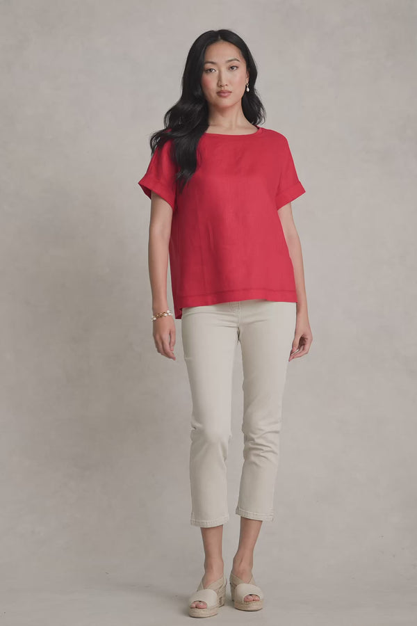 Linen Mix Top - Poppy