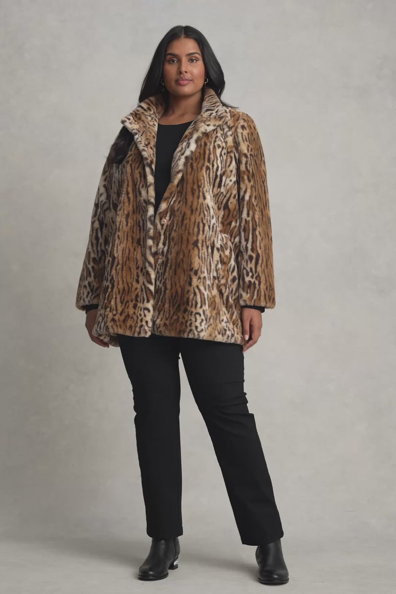 Faux Fur Coat - Ocelot Faux Fur