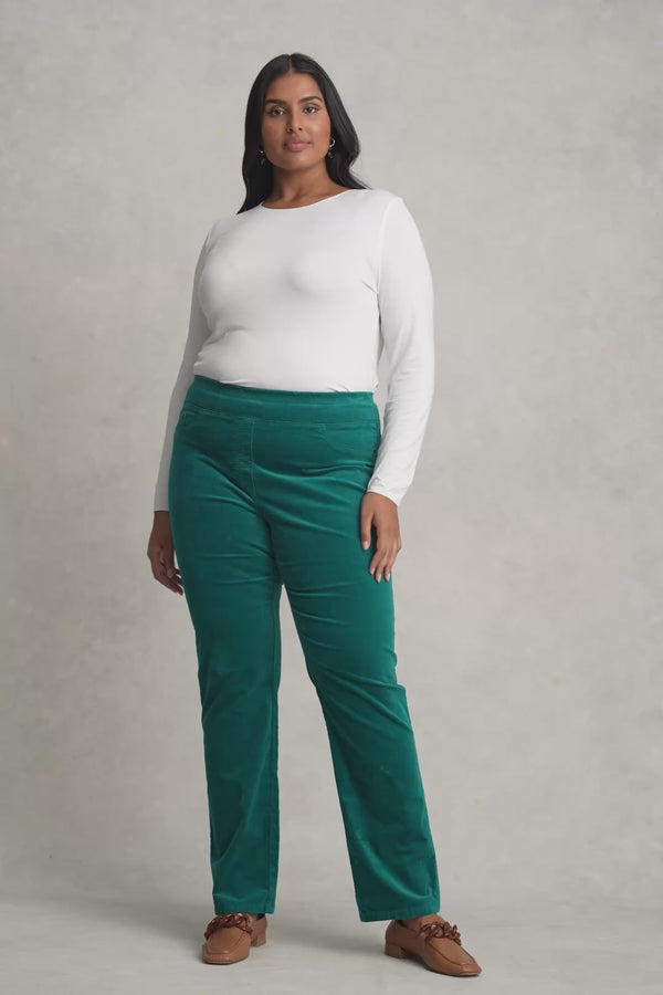Bengajean Velvet Straight Leg - Dark Jade