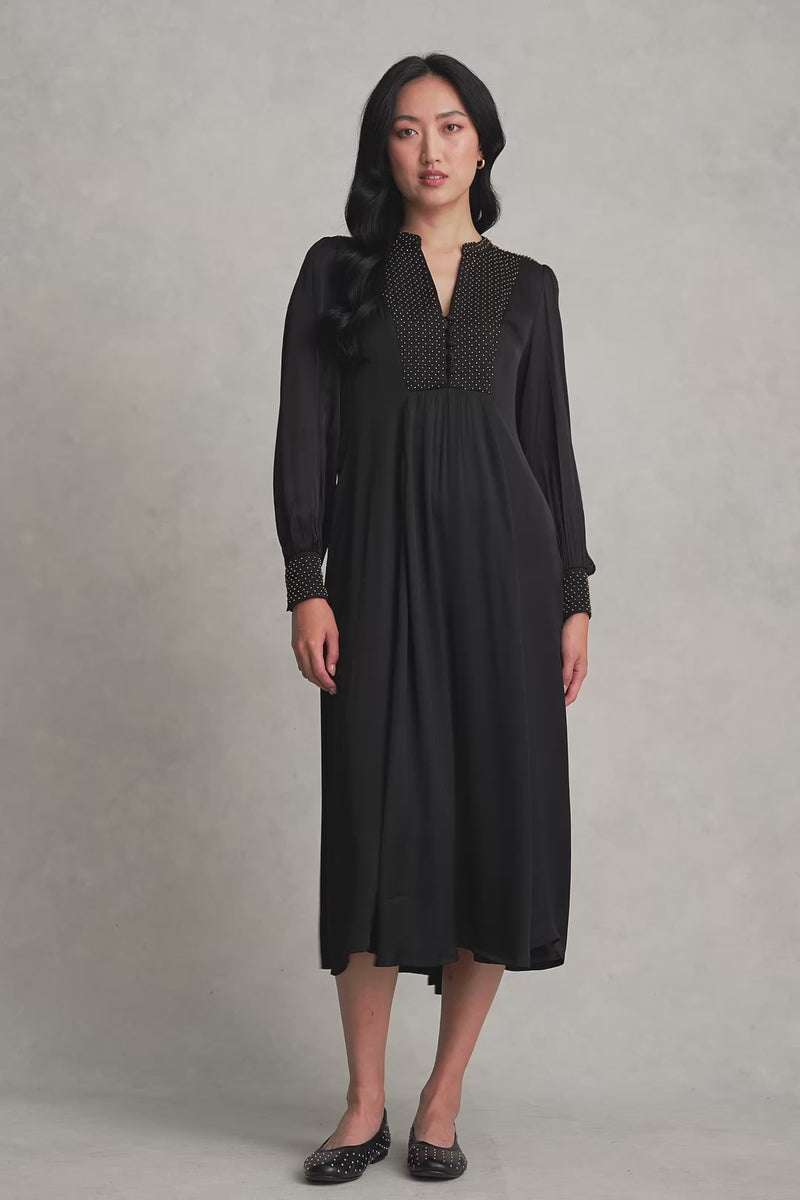 Beaded Smock Dress - Black