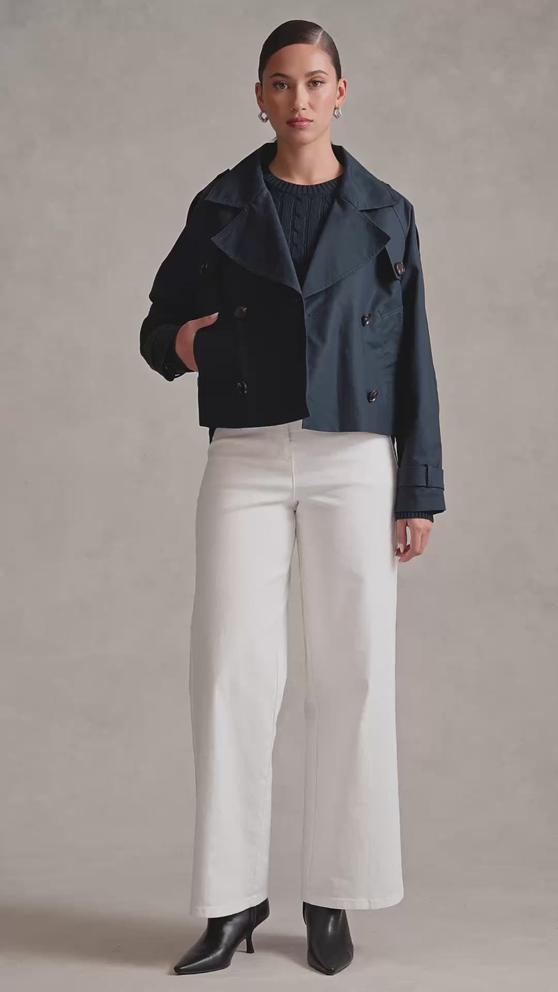 Crop Trench Coat - Ink