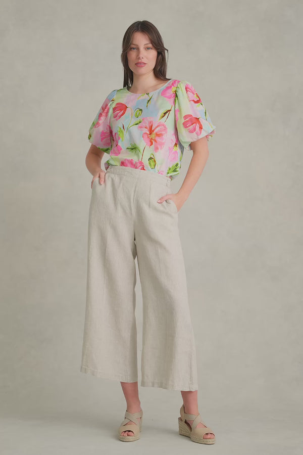 Linen 7/8th Wide Leg Pant