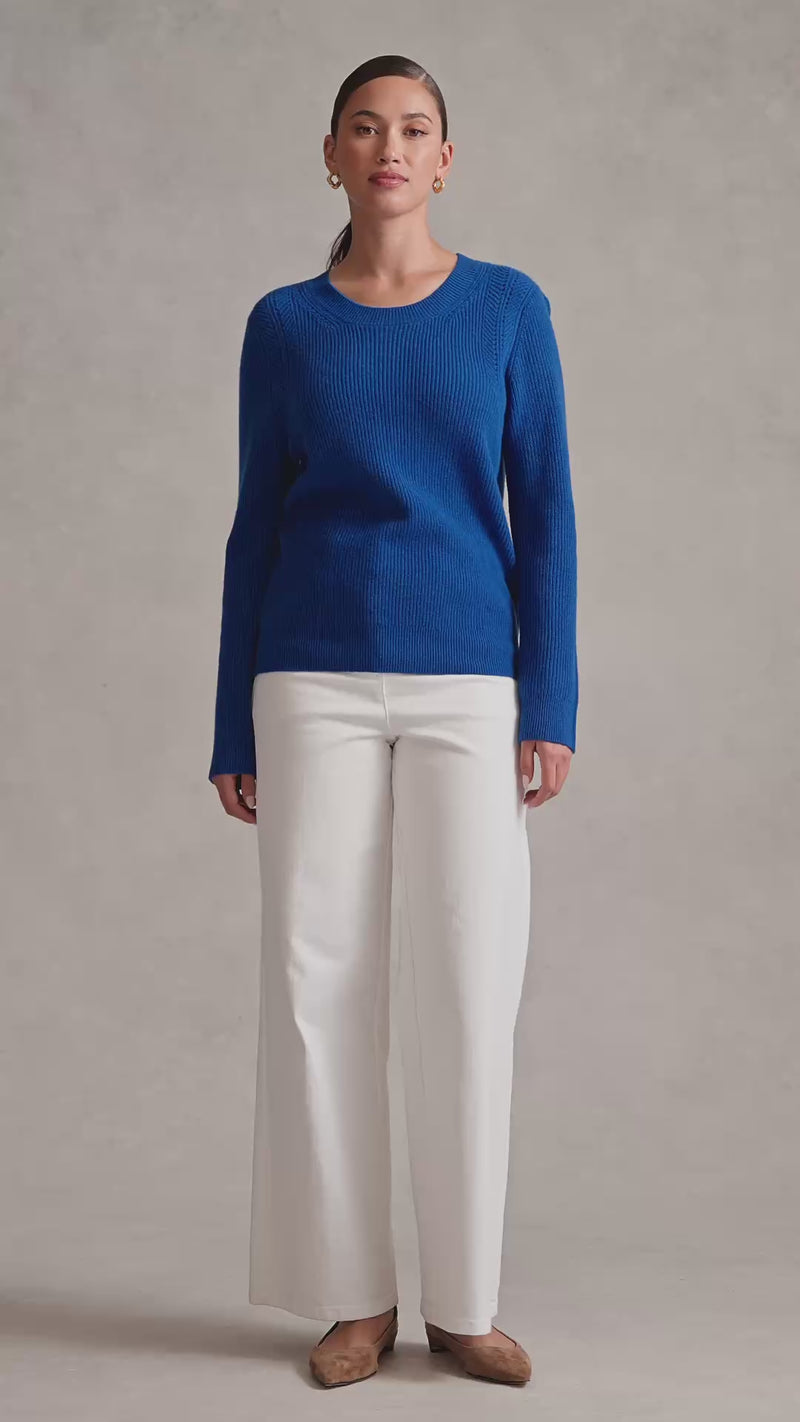 Stitch Detail Merino Knit - Electric Blue