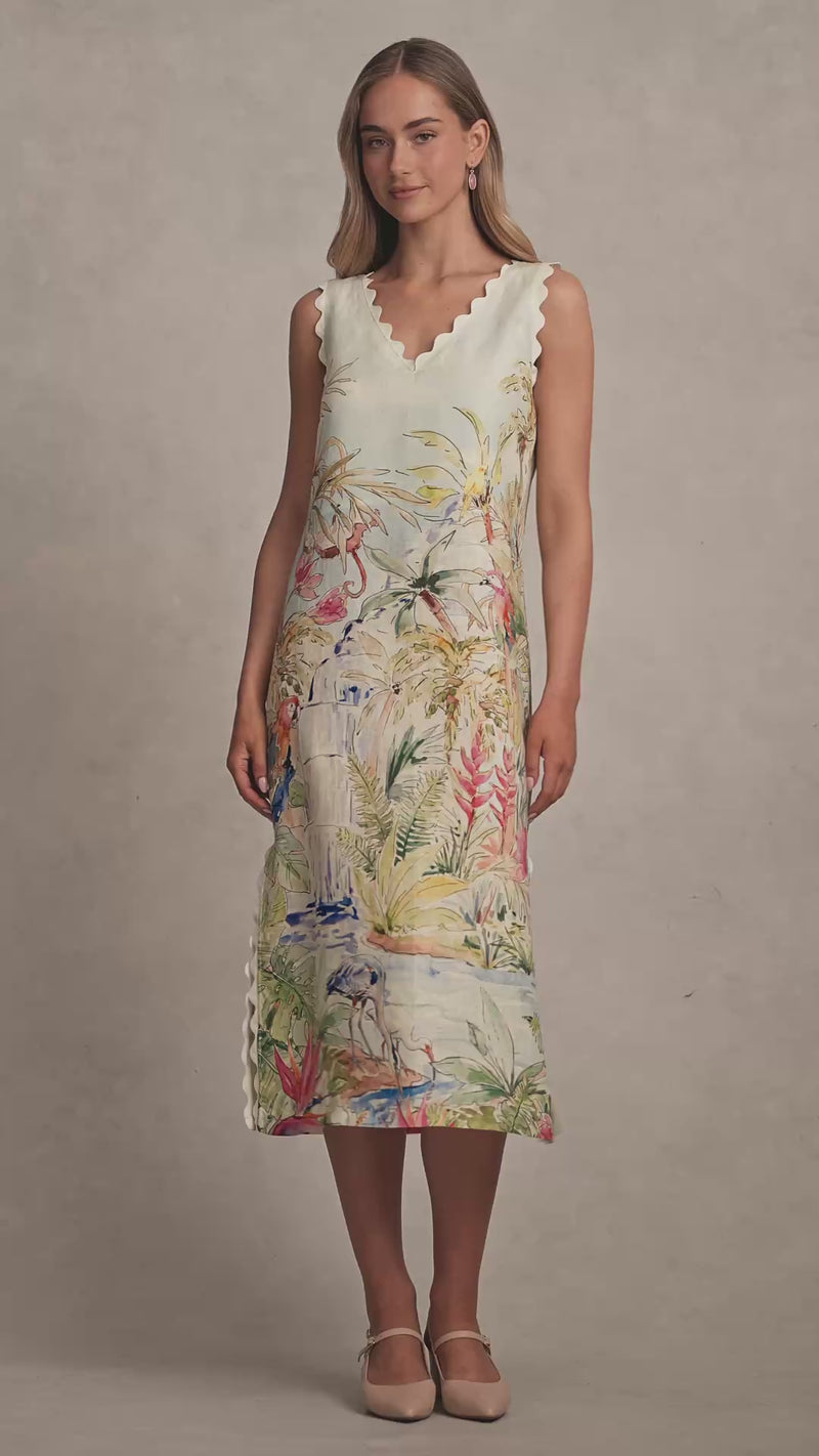 Scallop Scenic Dress - Jungle Print