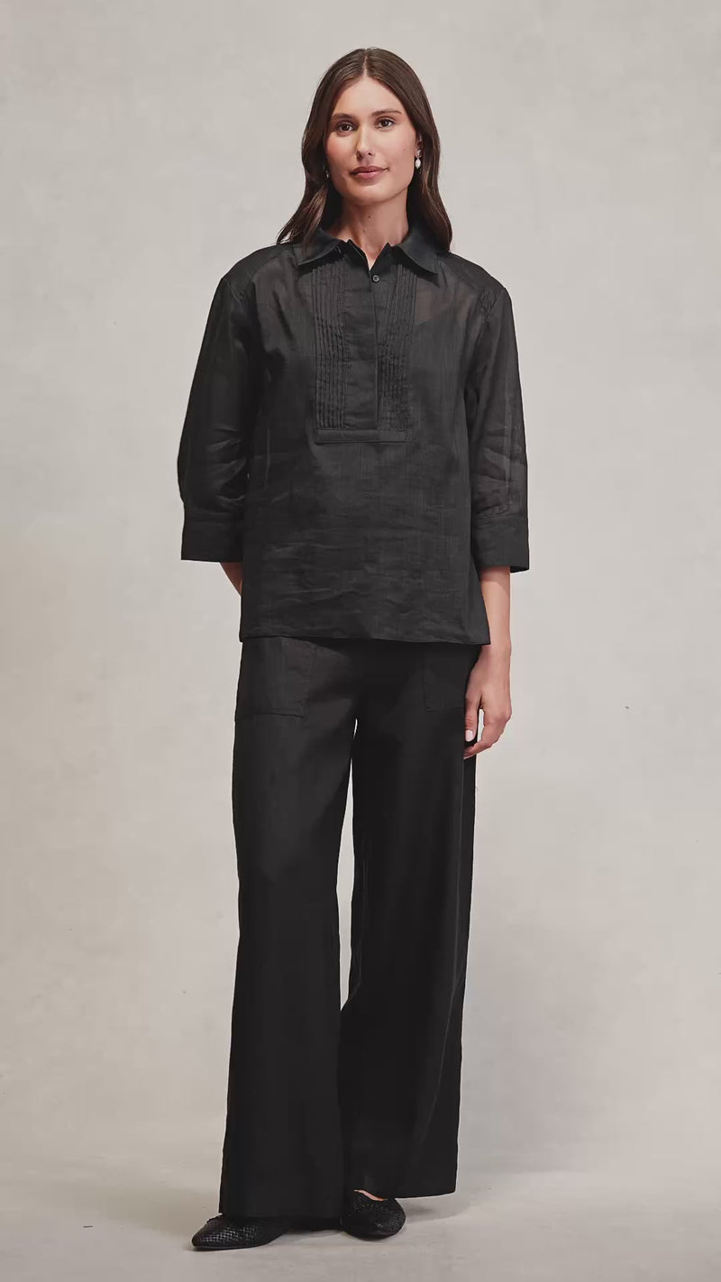Ramie Cotton Shirt - Black