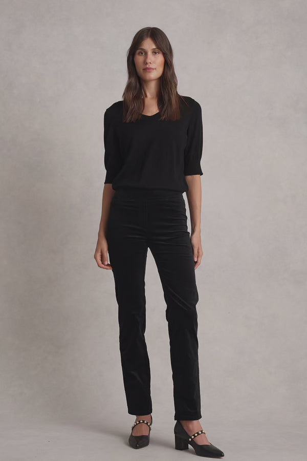 BENGAJEAN VELVET STRAIGHT LEG - BLACK 