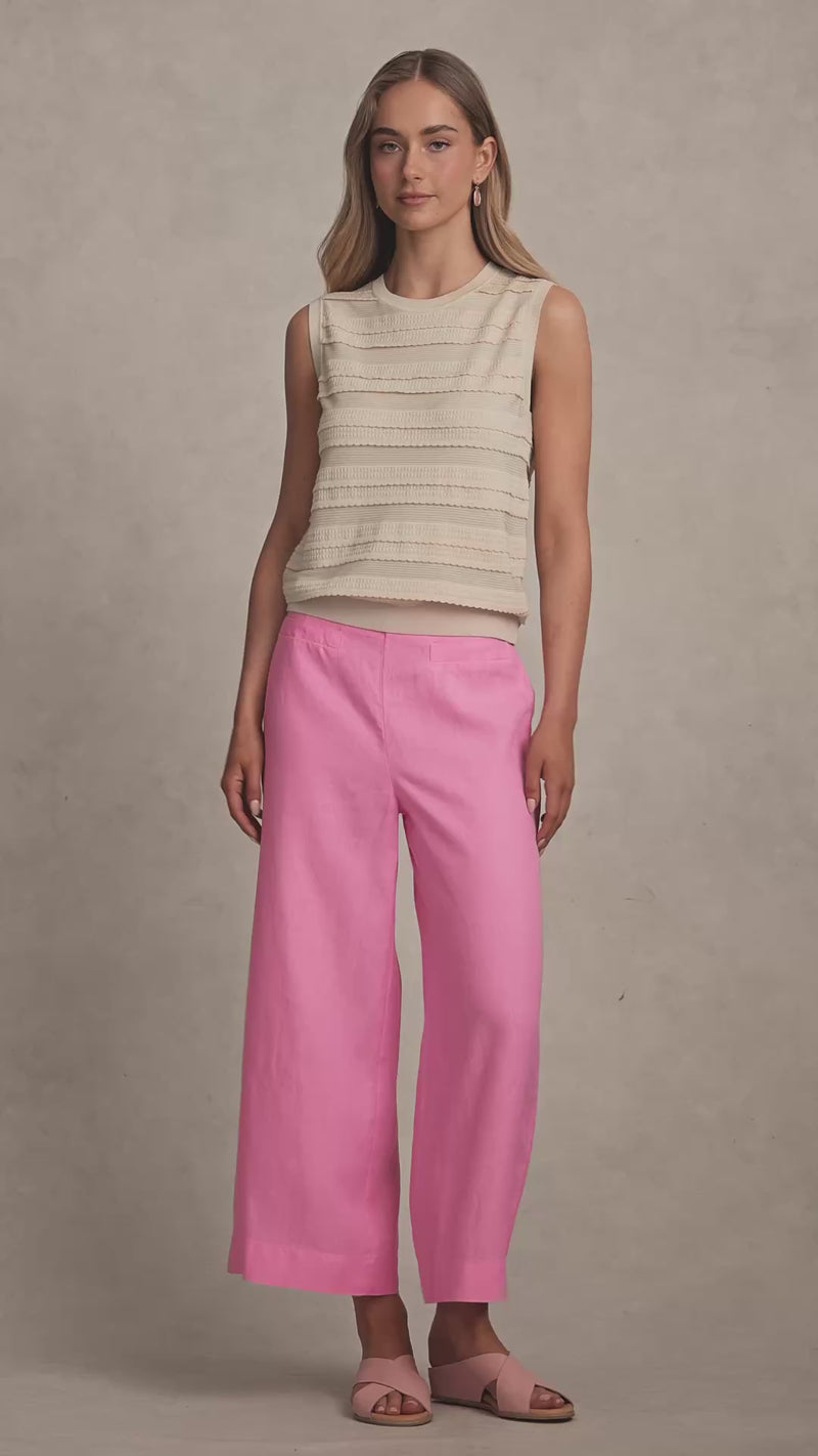 French Linen 7/8 Pant - Bubblegum