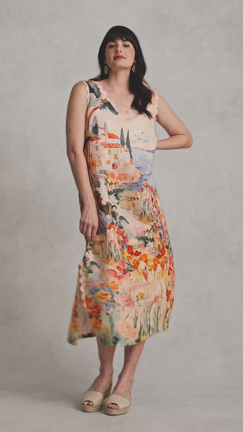 Scallop Scenic Dress - Coastal Scenic Print