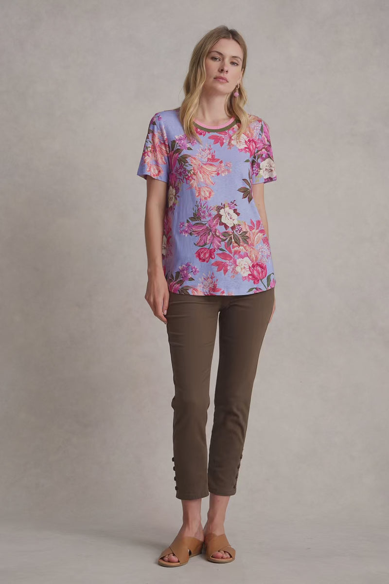 LINEN COTTON T-SHIRT - SPLICED FLORAL