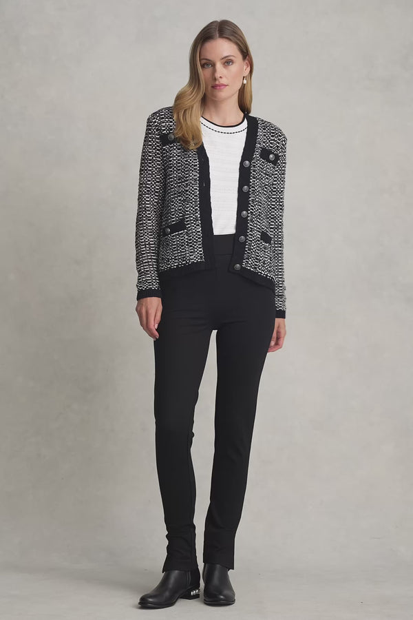 TAPE YARN CARDIGAN - BLACK MULTI