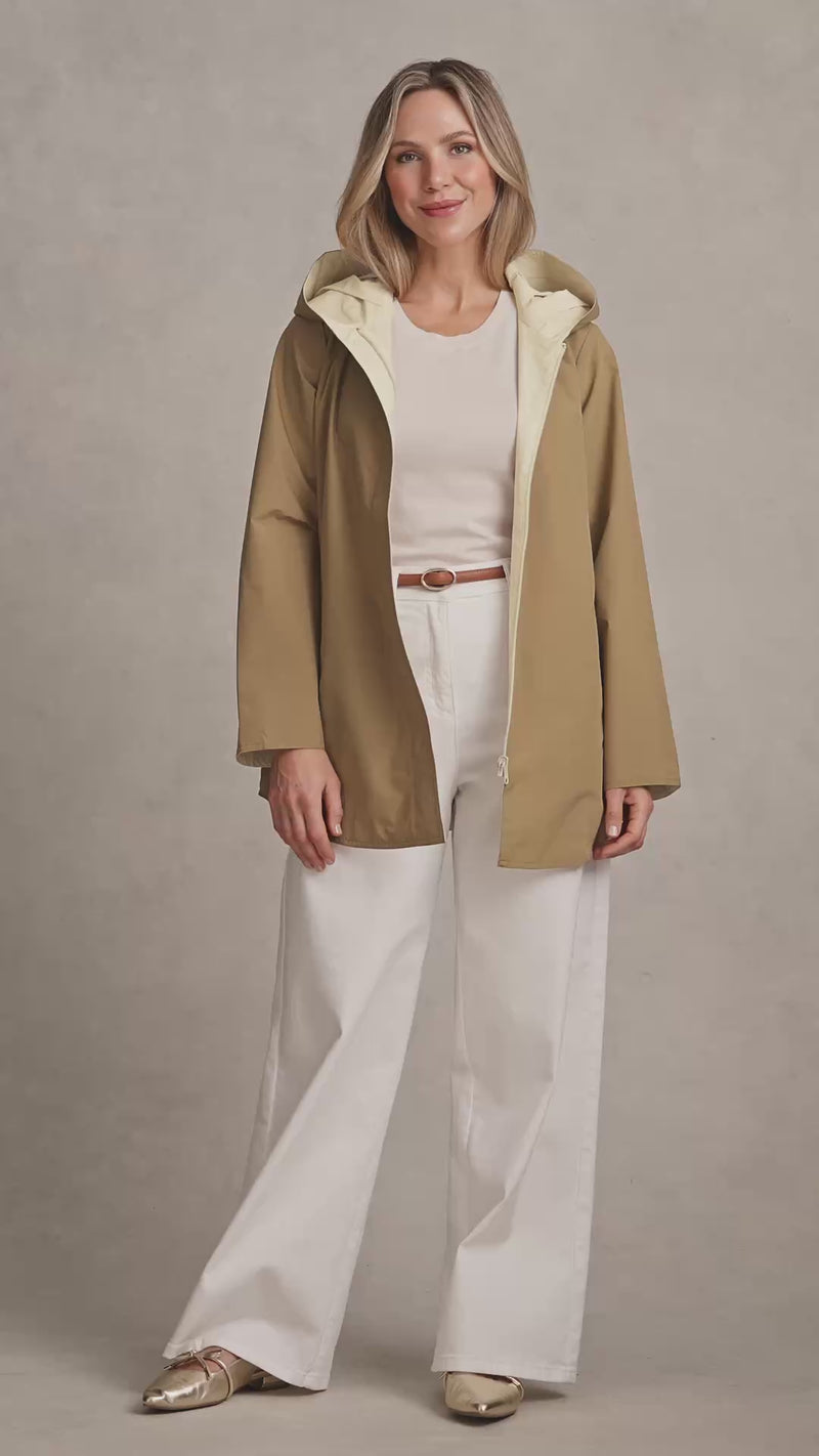 Reversible Rain Jacket - Tan / Soft Cream